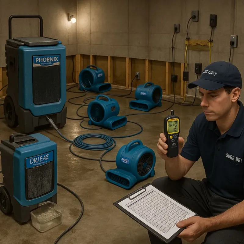 Structural Drying and Dehumidification process in Barnesville, OH